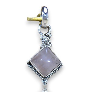 Precio al por mayor, joyería, piedra preciosa de Cuarzo Rosa, colgante de plata de ley 925, joyería fina hecha a mano para mujer - Product Image 1