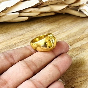 Latest Design Minimalist Geometric <b>Ring</b> Boho Brass <b>Rings</b> Women 18k Gold Plated <b>Dome</b> Statement Style Band for Wholesale/OEM/ODM - Product Image 5