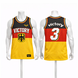 Maillot de basket-ball personnalisé style serbe pour hommes, rouge, bleu, blanc, sans manches, en mesh, uniforme d'équipe, impression par sublimation, t-shirt de sport - Product Image 3