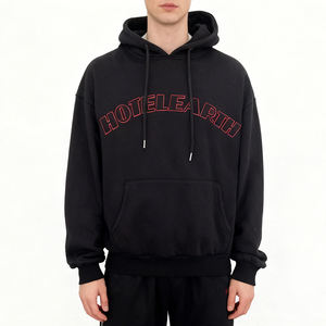 Sweat-shirts surdimensionnés personnalisés pour hommes, en coton/élasthanne épais, doublure imperméable, fermeture éclair, poche, streetwear d'hiver écologique - Product Image 2