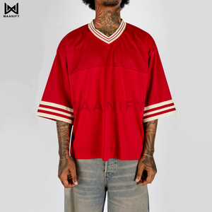 เสื้อฮอกกี้สตรีทแวร์ขายดี ทรงโอเวอร์ไซส์ ผ้าตาข่าย ทรงบ็อกซี่ ครอป เสื้อยืดแบบยูนิเซ็กซ์ สกรีนลายได้ตามสั่ง เสื้อผ้ากีฬา ขายส่ง รับผลิตแบบ OEM - Product Image 4