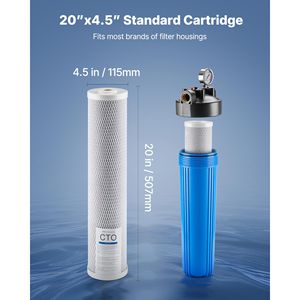 Cartuccia di Ricambio per Filtro Acqua Domestico a 3 Stadi 4.5'' X 20'' PP CTO Carbon Block - Product Image 4