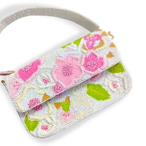 Elegante bolso de mano con cuentas hecho a mano. Hermoso diseño de bordado floral azul. Detalles de cuentas artesanales de primera calidad. Diseño elegante. - Product Image 4