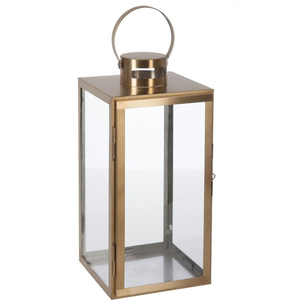 Modern Stainless Steel and Ribbed Glass Decorative Candle Lantern for Indoor Outdoor Home Decor Wedding <b>Table</b> Centerpiece - Product Image 3
