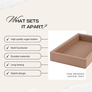 Bandeja Decorativa de Cuero PU Beige con Asas para Mesa de Centro, Desayuno, Comedor, Decoración del Hogar - Product Image 5