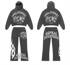 Conjunto Deportivo Unisex de Estilo Urbano Vintage, Ecológico, de Secado Rápido, Sudadera con Capucha y Pantalones Anchos de Algodón - Product Image 1