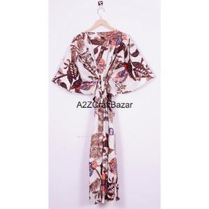 Women's 100% Cotton Kaftan Handmade Beach <b>Cover</b> Up Floral Print Long Maxi Kaftan <b>Dress</b> Comfortable Gown Hippie Style - Product Image 5