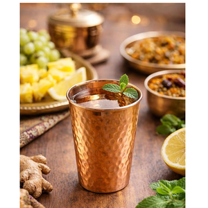 Gobelet en verre et cuivre moderne, isolé, réutilisable, écologique, fait main, de haute qualité, avec design anti-fuite et option de logo personnalisé - Product Image 1