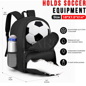 Strong Fabric Lightweight Design Football <b>Backpack</b> Multi Pocket <b>Large</b> Storage Water Resistant Training Practice - Product Image 4