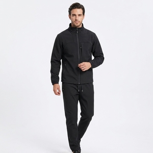 Ensemble de veste softshell noire pour hommes, fermeture éclair intégrale, coupe-vent, vêtements de sport décontractés pour l'extérieur - Product Image 5