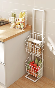 Moderno Estante Metálico de un Solo Nivel para Cocina, Organizador de Esquina para Frutas, Verduras, Patatas y Ajo - Product Image 4