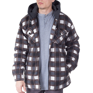 High Quality <b>Mens</b> Cotton Plaid Flannel <b>Shirt</b> Jacket With Hood Insulated Warm <b>Winter</b> Outerwear Shacket Supplier - Product Image 1