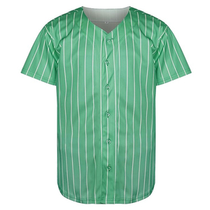 Camiseta de Béisbol a Rayas para Hombre, Cuello en V, Botones Completos, Personalizable, Lisa, para Equipo, Transpirable, de Poliéster, Ropa Deportiva Informal - Product Image 2