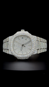 Montre Homme Décontractée et Habillée pour le Quotidien, en Acier Inoxydable, Design Hip Hop, Diamant Moissanite, Affichage Analogique, Quartz de Luxe - Product Image 4