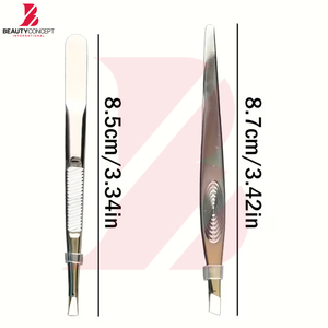 Ensemble de pinces à épiler de précision en acier inoxydable, pour le modelage des sourcils et l'élimination des poils incarnés, avec pointes inclinées et courbées - Product Image 4