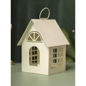 Portavelas de Metal Blanco con Forma de Casa, Acabado Envejecido, Linterna para Velas de Té con Ventanas Recortadas y Corazón, Decoración Navideña para el Hogar, Regalo - Product Image 2