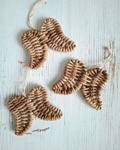 Hot Selling Handmade Eco-friendly Full Color Rattan Vintage Christmas Stocking Ornament Rustic Woven Tree Hanging Farmhouse - Product Image 1