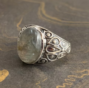 Vintage 925 Sterling Silver <b>Labradorite</b> Gemstone Statement <b>Ring</b> February Birthstone Unique Jewelry For Every Day - Product Image 3