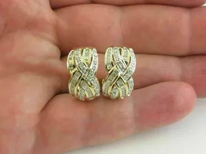 Pendientes de Aro de Lujo Tishya con Diamantes Moissanite, Plata de Ley 925 Bañada en Oro, Corte Baguette, Aspecto de Diamante, 5.8g, Joyería Fina para - Product Image 2