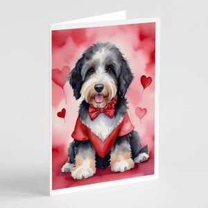 Bernedoodle My Valentine Whimsical A7 Size 5x7 Blank Note Cards Pack de 8 avec enveloppes Cartes de vœux - Product Image 1