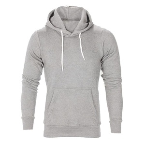 Men's Ash <b>Grey</b> Winter Pullover Hoodie 100% Cotton Casual <b>Sweatshirt</b> Embroidered Drawstring Kangaroo Pocket Eco-Friendly OEM ODM - Product Image 3