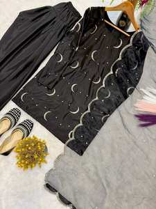 Vestido Farshi Salwar Negro Metálico de Primera Calidad, Estilo Étnico Moderno para Fiestas, 2026, Precio de Exportación - Product Image 3