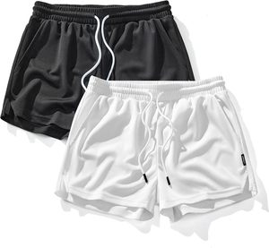Shorts Bermuda Homme Noir en Polyester avec Cordon de Serrage, Taille Mi-Haute, Couleur Unie, Poches, Tissu Tricoté, Idéal Basketball, Séchage Rapide - Product Image 3