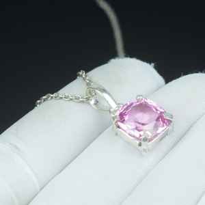 จี้คุนไซต์สีชมพูทรงคุชชั่น 15 กะรัต สร้อยคอเงินแท้ 925 สไตล์วินเทจ ของขวัญครบรอบที่ดีที่สุด เครื่องประดับ - Product Image 6