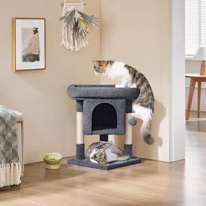 Árbol para Gatos Moderno y Lujoso de 23.5 Pulgadas, Torre de 2 Niveles con Poste Rascador de Cuerda de Sisal, Mueble Interior para Gatitos y Gatos - Product Image 3