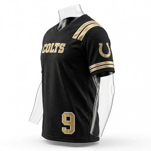 Custom Black Gold American Football Jersey Men Short Sleeve Sports Team Uniform Breathable <b>Mesh</b> Athletic Game <b>Shirt</b> Wholesale - Product Image 3
