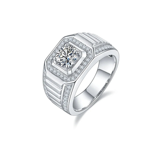 Anillo de Boda Unisex ZAWO HOUSE S925 de Plata de Ley con Moissanita VVS1, Corte Baguette y Redondo, Engaste Pavé de Lujo - Product Image 6