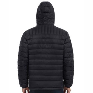 Veste d'hiver matelassée personnalisée pour homme en toile polyester/coton, coupe-vent, à capuche, design uni, vente en gros - Product Image 3