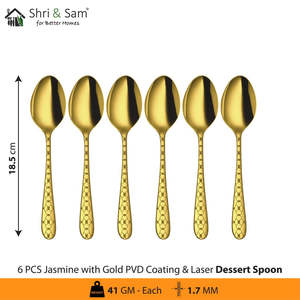 Cuchillos de cena de acero inoxidable con revestimiento de PVD dorado y juego de cubiertos Premium de jazmín láser 4 - Product Image 5