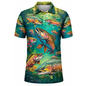 Polo de pêche pour homme avec imprimé truite, séchage rapide, UPF 50, vêtements d'extérieur - Product Image 2