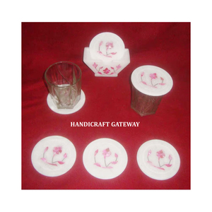 Exclusive New Design Marble Inlaid Kitchen <b>Coaster</b> <b>Set</b> for Corporate Gifts Purpose Home And Hotel Decoration With Fine Finishing - Product Image 1