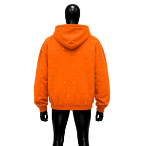 Sudadera con Capucha Gráfica Naranja con Diseño de Abeja de Pedrería, Oversize, Estilo Urbano, de Algodón Lavado, Unisex, Moda Casual - Product Image 2
