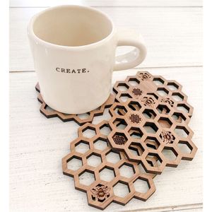Wholesale Custom Laser Cut Wood Coasters Tropical Leaf Shape Drink <b>Mats</b> - Durable Heat Insulation Cup Pad for <b>Bar</b> & Restaurant - Product Image 2