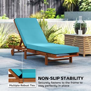 Cuscino per Chaise Longue da Esterno Blu 53x183 cm, Spessore 10 cm con Lacci per Uso su Patio - Product Image 6