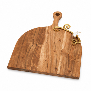 Planche à fromage de luxe en bois d'acacia avec incrustation artisanale en métal en forme de fleur de cerisier, élégante planche à charcuterie et plateau de service - Product Image 4