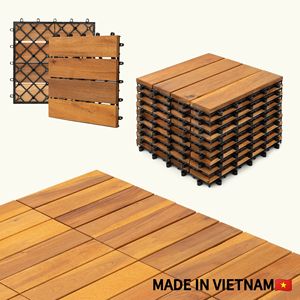 กระเบื้องพื้นไม้กระถินณรงค์แบบประกบกัน 27 ชิ้น กันน้ำ สำหรับปูพื้นภายใน/ภายนอกบ้าน ระเบียง สวน ริมสระว่ายน้ำ ขนาด 11.8 นิ้ว - Product Image 1