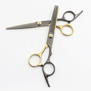 Black and Gold Professional Hair Cutting Thinning Shears Hairdressing Comb Standard Scissors <b>Set</b> Scissors Kit - Product Image 4