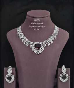 Ensemble collier et boucles d'oreilles en zircon cubique ovale rose 12054, laiton plaqué rhodium, motif feuille, bijoux de mariée pour mariage et soirée - Product Image 3