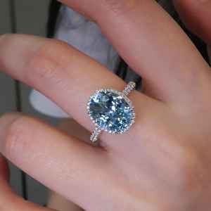 Anillo de Aguamarina Santa María en Oro Blanco de 18K, Hecho a Mano, Joyería Fina de Lujo para Compromiso o Boda, Regalo Elegante para Mujer - Product Image 6