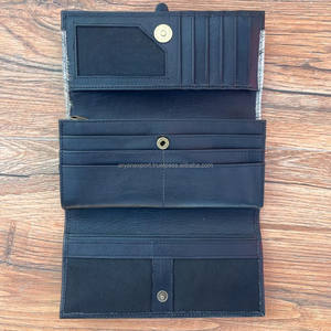 Nouveaux portefeuilles en cuir de vachette véritable faits à la main pour femmes portefeuille mince à trois volets vente chaude en cuir Western pochette sac à main portefeuilles - Product Image 6