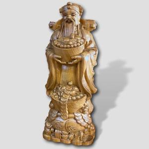 Hand Carved Rosewood God of Wealth <b>Statue</b> Feng Shui Wooden Figurine for Home Office Business Decor - Product Image 6