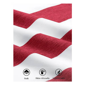 Camisetas de Manga Corta a Rayas, Cuello Redondo, Estilo Casual, Bloques de Color, Elásticas, Ligeras, de Algodón, Cómodas para el Verano y la Playa - Product Image 5