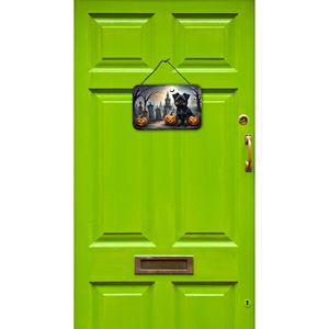 Nouveau Affenpinscher Spooky Halloween mur porte suspendus imprime multicolore en aluminium métal signe pour cuisine mur Bar salle de bain Plaque - Product Image 2