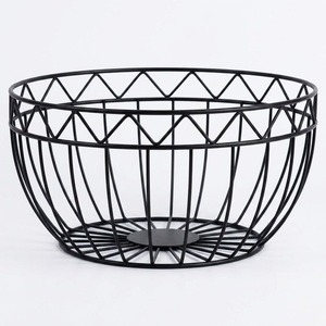 Wholesale Modern Round Metal Fruit <b>Basket</b> Black Powder Coated Iron <b>Wire</b> <b>Storage</b> Bowl <b>For</b> Kitchen & Home Decorative Use - Product Image 5