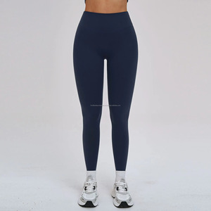 Leggings de Yoga de Cintura Alta, Color Sólido, Acanalados, Largos, Ropa Deportiva para Mujer - Product Image 3