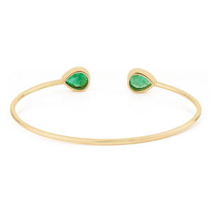 Wholesale Factory Price Handmade Pear Cut Emerald Gemstone Flexible Cuff <b>Bangle</b> Stackable Jewelry For Unisex 14K Yellow <b>Gold</b> - Product Image 6